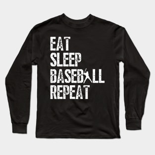 Eat Sleep Baseball Repeat, Funny Baseball Players Long Sleeve T-Shirt